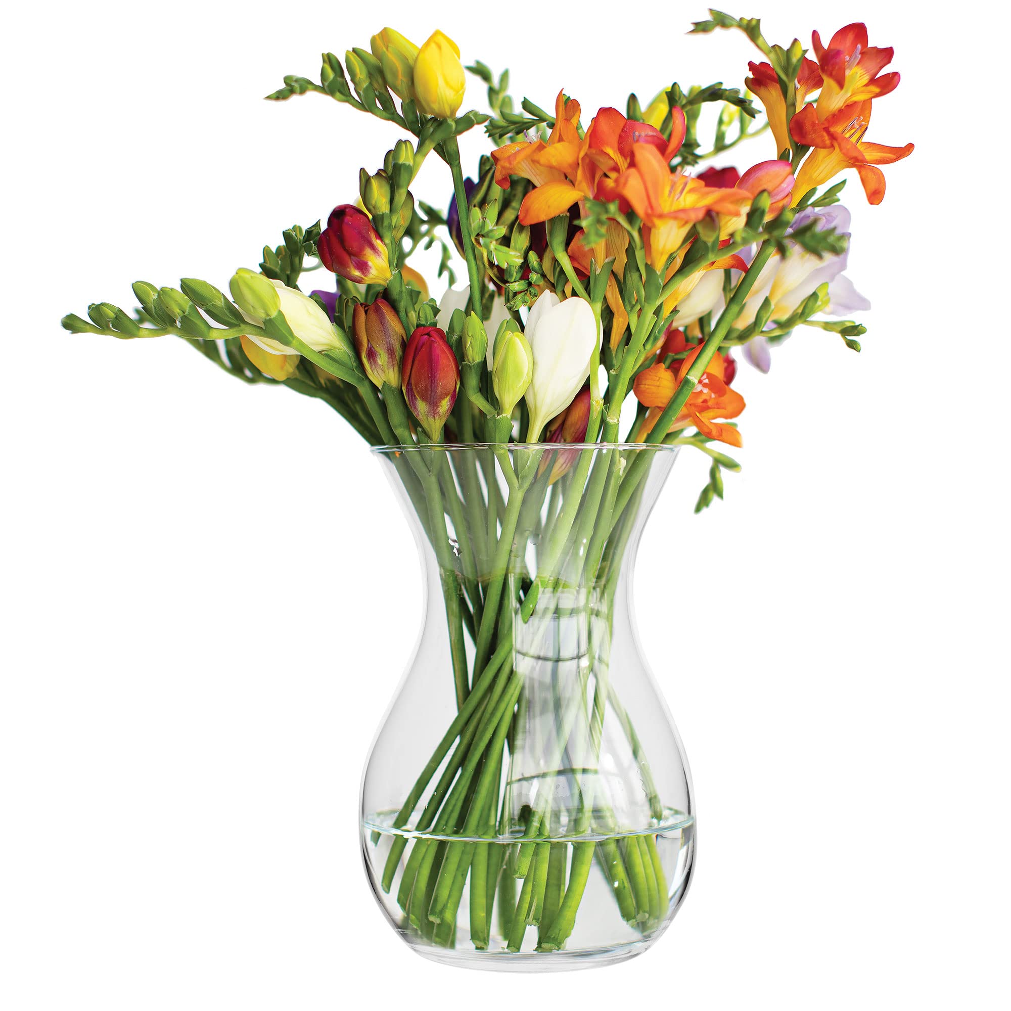 TREND FOR HOME Flower Vase, Glass Vase for Flowers, Glass Flower Vase, Table Vase, Decorative Vase, Clear Glass Vase, Decorative Vase Made of Glass, Living Room Decoration, Height 18 cm, Poppy, 1229