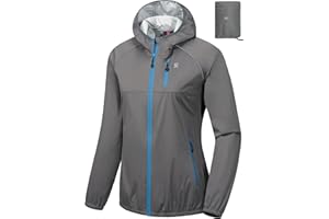 Little Donkey Andy Women's Lightweight Rain Cycling Stretch Jacket with Hood, Windproof and Waterproof, Ultralight Packable