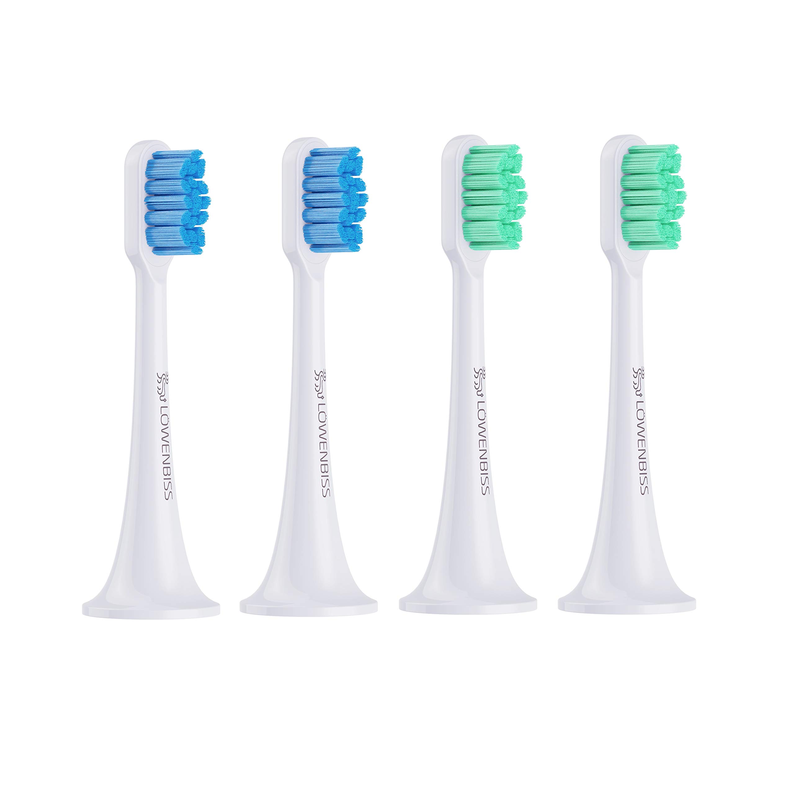 Löwenbiss Electronic Sonic Toothbrush Heads, White, Set of 4 for Mi Xiaomi, Rounded Bristles for Gum Friendly Cleaning, Suitable for Mi Electric Toothbrush T500 T300