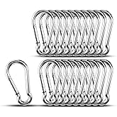 Carabiner Clip Hooks, 20pcs 3.15 inch Carabiners Heavy Duty, 304 Stainless Steel Spring Snap Hook Fits Camping Hiking, Metal Clips for Rope Chain Keys Rings