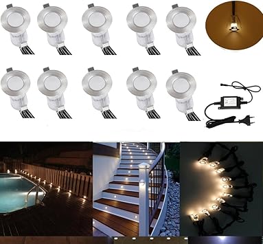 Fvtled 10er Mini Bodeneinbaustrahler Set Dc12v O19mm 0 4w Led Einbaustrahler Ip67 Wasserdicht Einbauleuchten Aussen Terrasse Kuche Garten Led Lampe Amazon De Beleuchtung