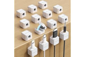 MRGLAS 15-Pack Magnetic Cable Management Cord Organizer,[1s Lock] Cable Holder Clips -Desk Cable Clips [Cable Smooth Adjustable], Adhesive Wire Organizer Keeper for Nightstand Desktop Wall Car Office