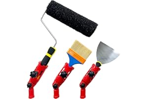 XWADJCD Multi-Angle Paint Brush Extender, Extension Pole Attachment Holder for Paint Brush,Roller, Scraper, Secure Handle Grip, Rotating Head, Easily Reach Ceilings, Walls, Corner Edges (Red)