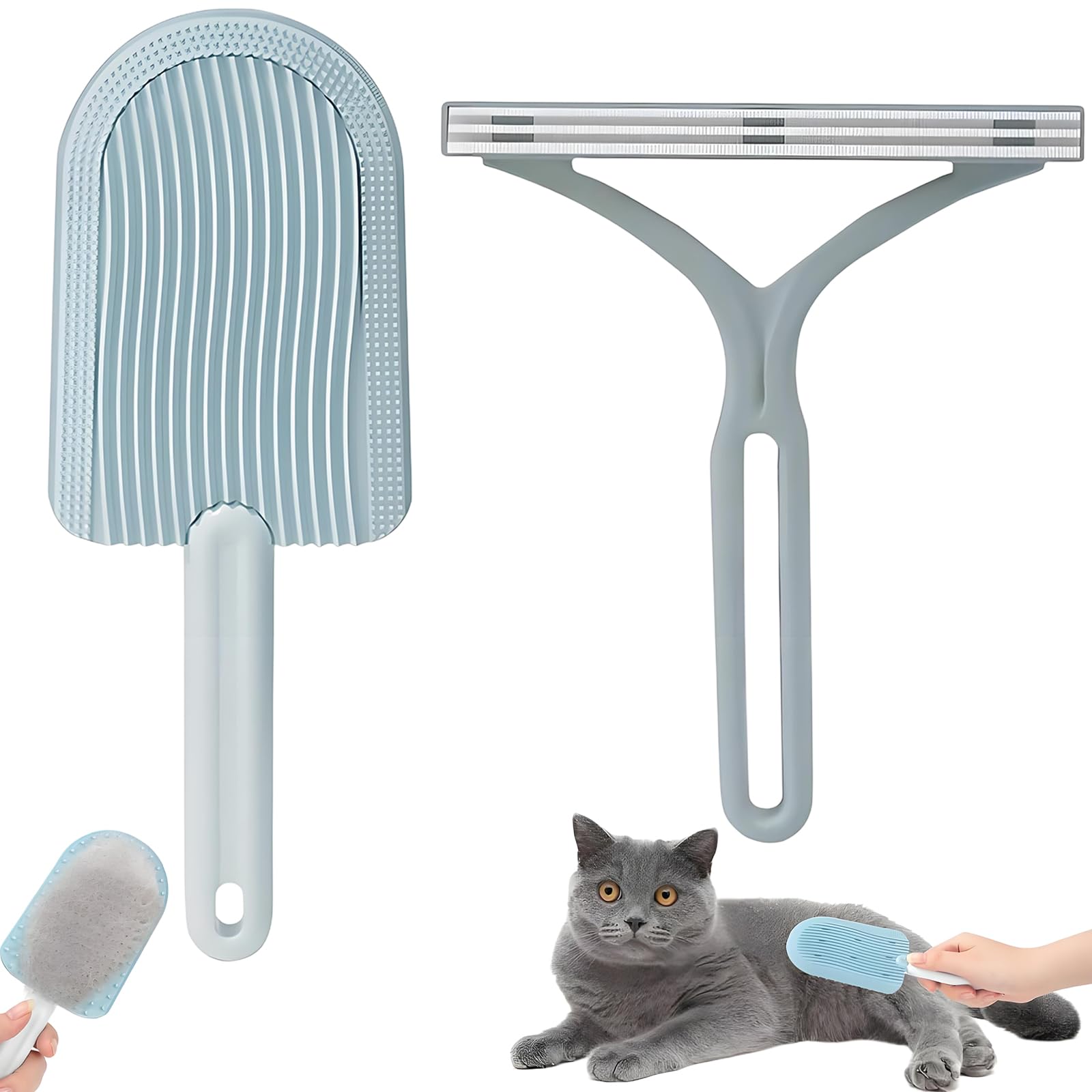 2 PCS Cat Hair Brush, Cat Comb, Cat Grooming,Cat Brushes for Grooming, Grooming Products for Cats Washable Silicone Double Sided for Shedding, Comb for Pets Removing Loose Hair or Massage