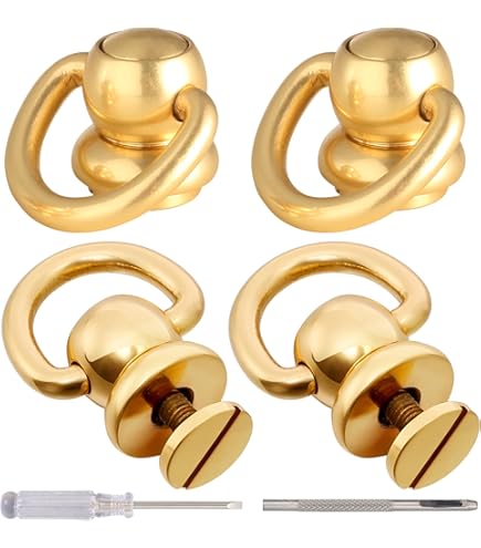 D Ring Belt 30PCS Brass Ball Studs D Ring 360 Rotatable, Rivet