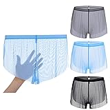 JINSHI Men's Mesh See Through Boxers Sexy Silk