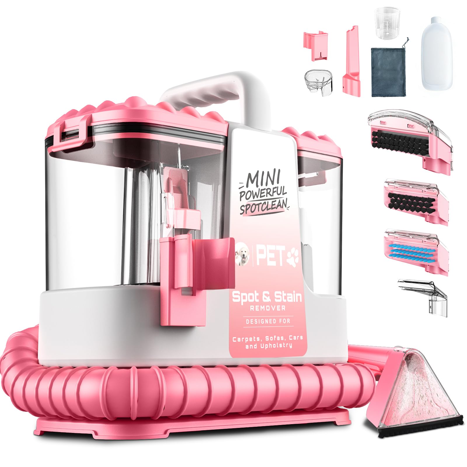 Photo 1 of **USED** INCOMPLETE** Upholstery Cleaner Machine, 20Kpa Portable Carpet & Upholstery Spot Cleaner Machine, Deep Stain Cleaning for Carpet, Pets, Stairs, Car Seat, Couch, with 5 Cleaning Tools and Cleaning Solutions