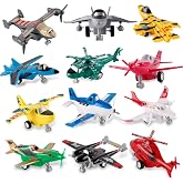 Liberty Imports Pull Back Airplanes Toys Vehicle Playset, Variety Pack of Helicopters, Stealth Bombers, Fighter Jets, Aircraft, Planes for Kids Toddlers Party Favors (12 Pack)