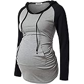 GINKANA Maternity Hoodie Long Sleeves Shirts Casual Maternity Top Pregnancy Sweatshirt Casual Clothes