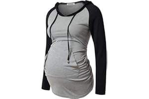 GINKANA Maternity Hoodie Long Sleeves Shirts Casual Maternity Top Pregnancy Sweatshirt Casual Clothes