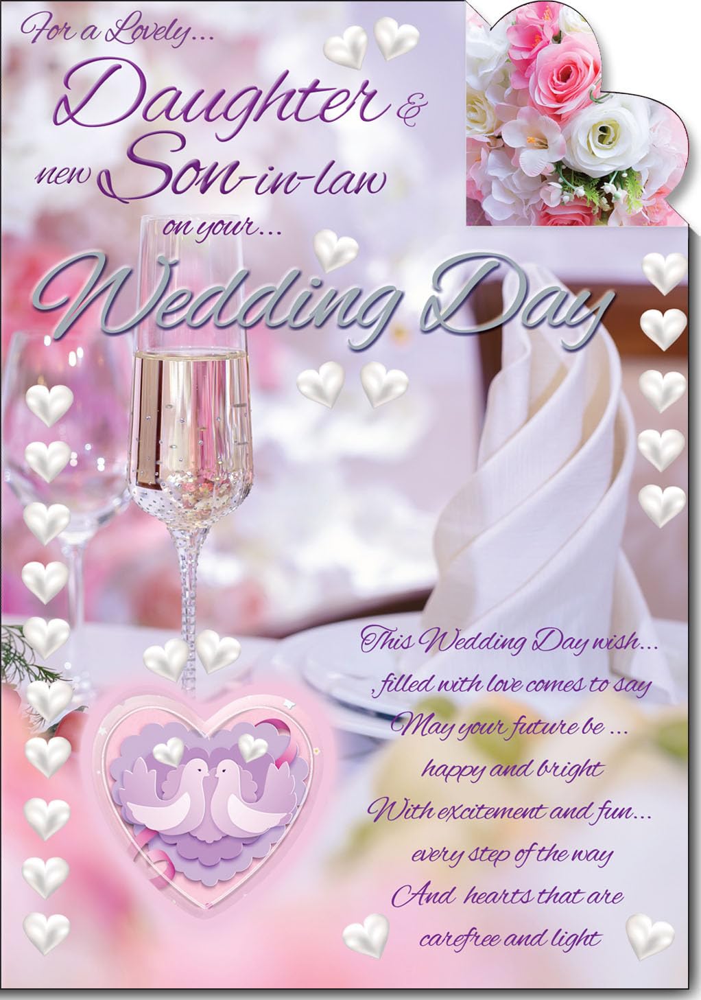 Daughter and new son in law On Your Wedding day Large Card Lovely Verse