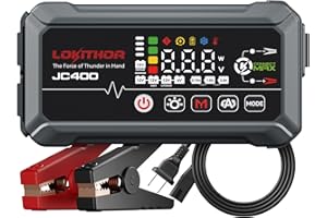 LOKITHOR JC400 9-in-1 Battery Charger and Jump Starter, 2500A 12V Portable Jump Box for Car Upto 8.5L Gas/6.5L Diesel, 750mA/1A/2A, 6V/12V Automotive Battery Maintainer, Trickle Charger and Desulfator
