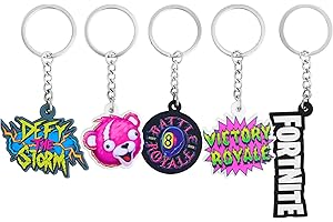 Fortnite Pack of 5 Keyrings Set, Lightweight Durable Unique Keyrings for Backpacks & Birthday Favours, Fun Gaming Gifts for B