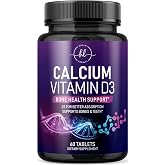 Calcium 1200mg with Vitamin D3 - Natural Bone Health Support Supplement, Calcium Supplements for Women &amp; Men - Bone Strength, Teeth, Immune Support, Calcium Carbonate, USA Bottled - 60 Tablets