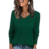 WIHOLL Sweaters for Women V Neck Casual Knit Long Sleeve Tops Lightweight Pullover Clothes Fall Fashion Outfits 2026