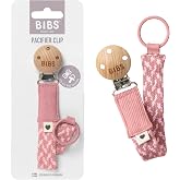 BIBS Braided Pacifier Clip, Fits All BIBS Pacifiers, Dusty Pink/Baby Pink | Pacifier Chain Holder | Secure One-Handed Attachment | No More Dropped Pacifiers