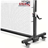 MOXOW Semi-Permanent Pickleball Net System, 22ft IFP/USAPA Standards | Tournament-ready performance with aluminum frame, heavy-duty net, steel cable crank, lockable wheels and tool-free setup