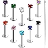 Xnsjeyy 20G 18G 16G Astm F136 Titanium Internal Thread Flat Back Earrings Nose Studs Tragus Helix Conch Cartilage Lobe Earrings Medusa Labret Snake Bite Monroe Lip Ring Piercing Jewelry For Women Men