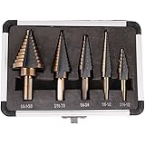 YXGOOD 5PCS HSS Cobalt Multiple Hole 50 Sizes Step Drill Bit Set Tools