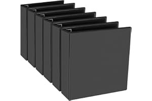 CIXILDTS 2" Slant-D Ring Binder, One-Handed Opening Binder, 2-inch 3 Ring Binder Fit US Letter Size Paper, Presentation View Binders, Black, 6-Pack