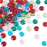 Cheriswelry 100Pcs Faceted Flower Glass Beads Transparent Crystal Marguerite Flower Spacer Beads 9.5-10x4mm for Necklace Bracelet Jewelry Making Crafts