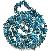 HAAMIIQII 5-8mm Natural Blue Apatite Chips Irregular Genuine Real Freeform Chip Loose Gemstone Beads Energy Healing Beads for Jewelry Making Strand 30 Inch