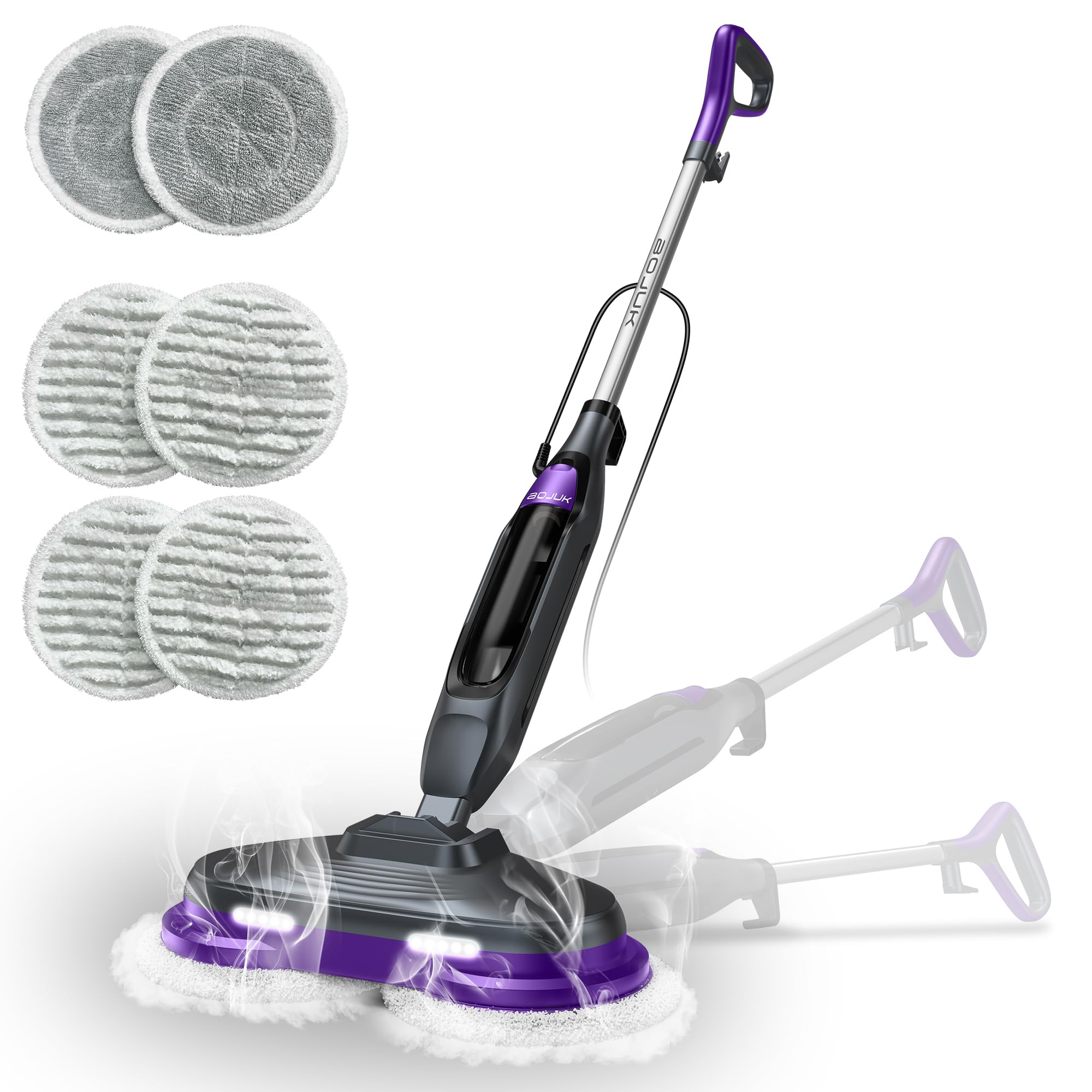 Photo 1 of **BOJUK???** Scrub & Steam Mop with Rotating Mop Pads, LED Headlights, 6 Scrub Pads, Large Tank, Swivel Steering, Effortless Scrubbing Hard Floor Cleaner Upgraded
