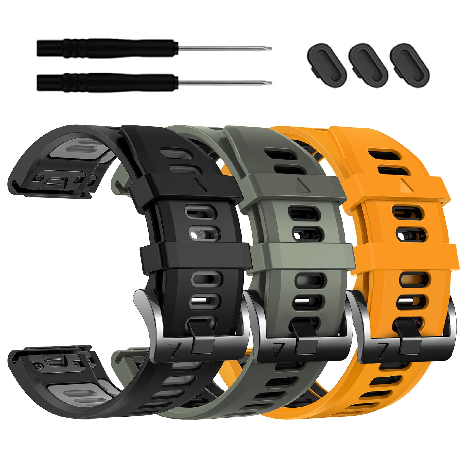 EZMVZKU 26mm Quickfit Straps for Garmin Fenix 8 AMOLED 51mm/Fenix 7X/7X Pro/6X/6X Pro/5X/5X Plus/Fenix 3 HR/3,Sport Soft Silicone Watch Bands for Tactix 7 Pro/Enduro 3/2/Descent Mk2i/Mk3i 51mm