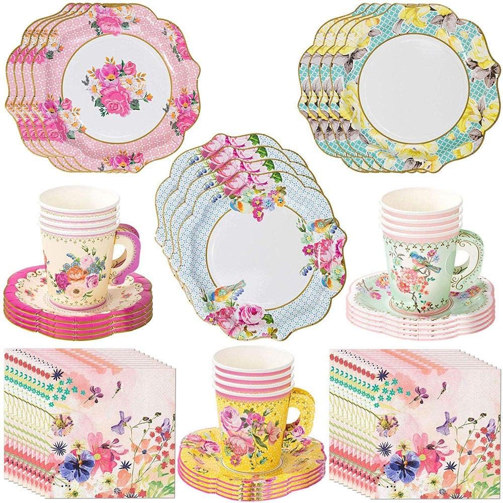 Talking Tables Vintage Tea Party Supplies | Floral Paper Party Plates, Napkins, Tea Cups and Saucer Sets | Great for Tea Parties, Weddings, Bridal Showers, Baby Showers and Birthday Parties