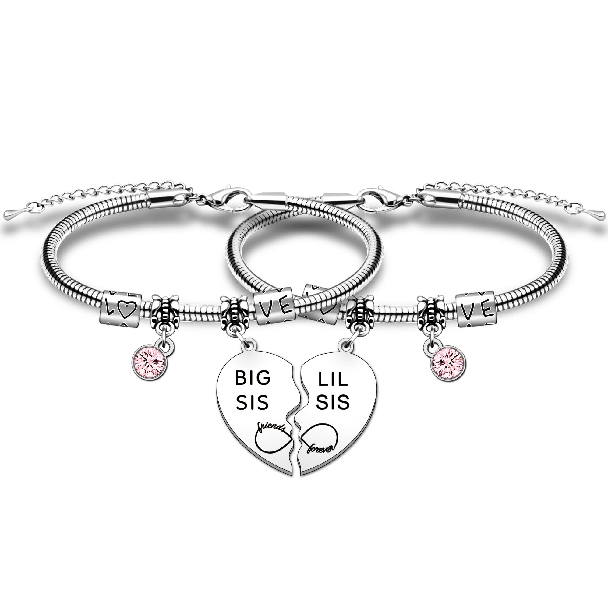 HULALA Big Sis Little Sis Matching Sister Bracelets For 2 Girls Women Sisters Birthday Christmas Jewellery Gifts