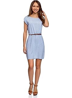 oodji Ultra Mujer Vestido de Viscosa con Cinturón