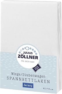 Julius Zöllner 8330013100 Jersey Spannbetttuch für Wiegen 90x40 und Stubenwagen, Farbe: weiß