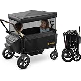 BabyVista Stroller Wagon for Kids, One-Hand Adjustable Push/Pull Handle | Spacious Storage, 8"/11" All-Terrain Wheels, Canopy with Bug Net, Wagon Stroller for Daily Walks, Short Trips &amp; Grocery Runs