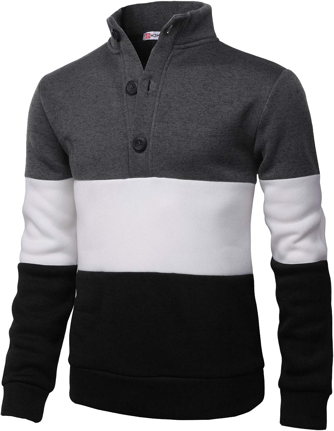 H2H Mens Casual Slim Fit Pullover Sweatshirts Knitted T-Shirts Thermal Napping Inside