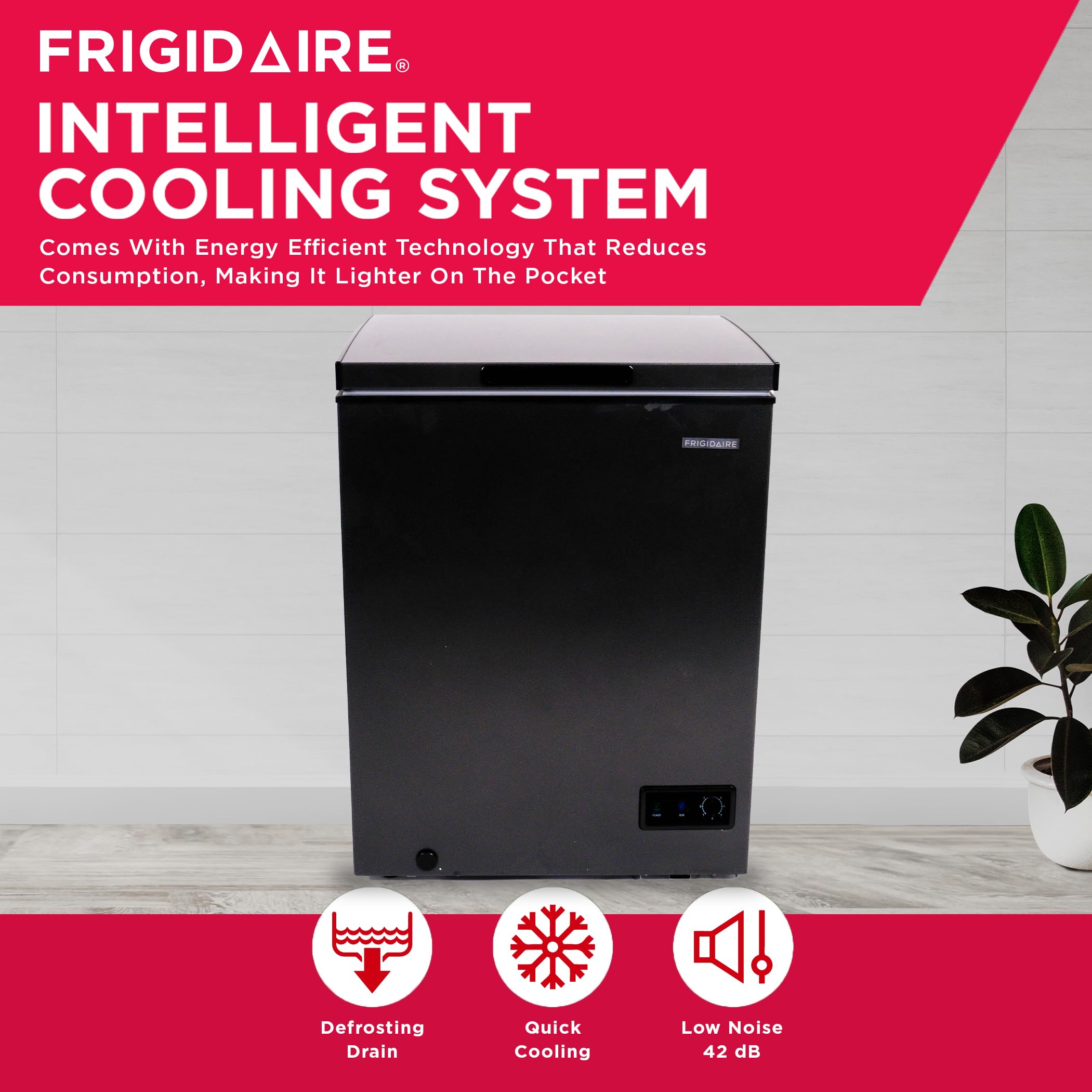 Frigidaire Chest Deep Freezer, 5 Cu. Ft. Capacity, Granita Rugged Design-Adjustable Thermostat-Removable Vinyl Coated Wire Basket-Easy Defrost Drain