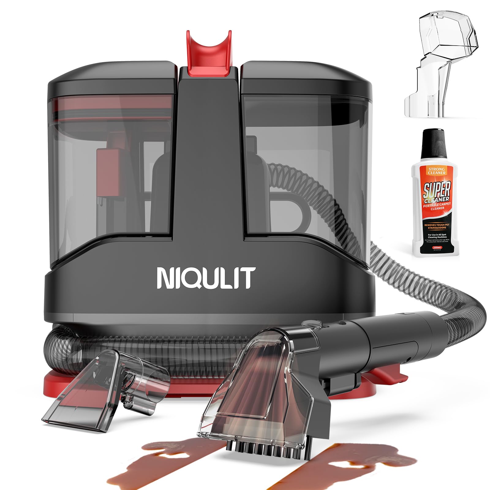 Photo 1 of Portable Carpet and Upholstery Cleaner, 15Kpa Spot Cleaner Machine for Pets, Stain Remover for Sofa, Area Rugs, Couches and Car, Carpet Cleaning Machine with Dual Brush Heads & Self-Cleaning System