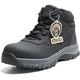 OUXX Mens Work Boots, Side Zipper, Steel Toe Shoes, Anti-Slip Rubber Sole, Puncture-Proof(OX2518)