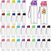 VZZNN 30 Pack Water Bottles Bulk 18.5oz Plastic Sports Water Bottles Bulk Leak Proof with Pull Top Cap Reusable Large Bottles for Gym Travel Office School Classroom Prizes Goodie Bag