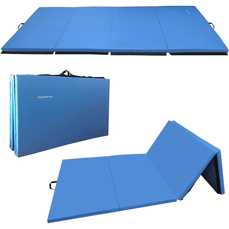 HONEY JOY Gymnastics Mat Navy Blue 46 X 71 X PU Folding Rectangle Panel Exercise Mat For Adults