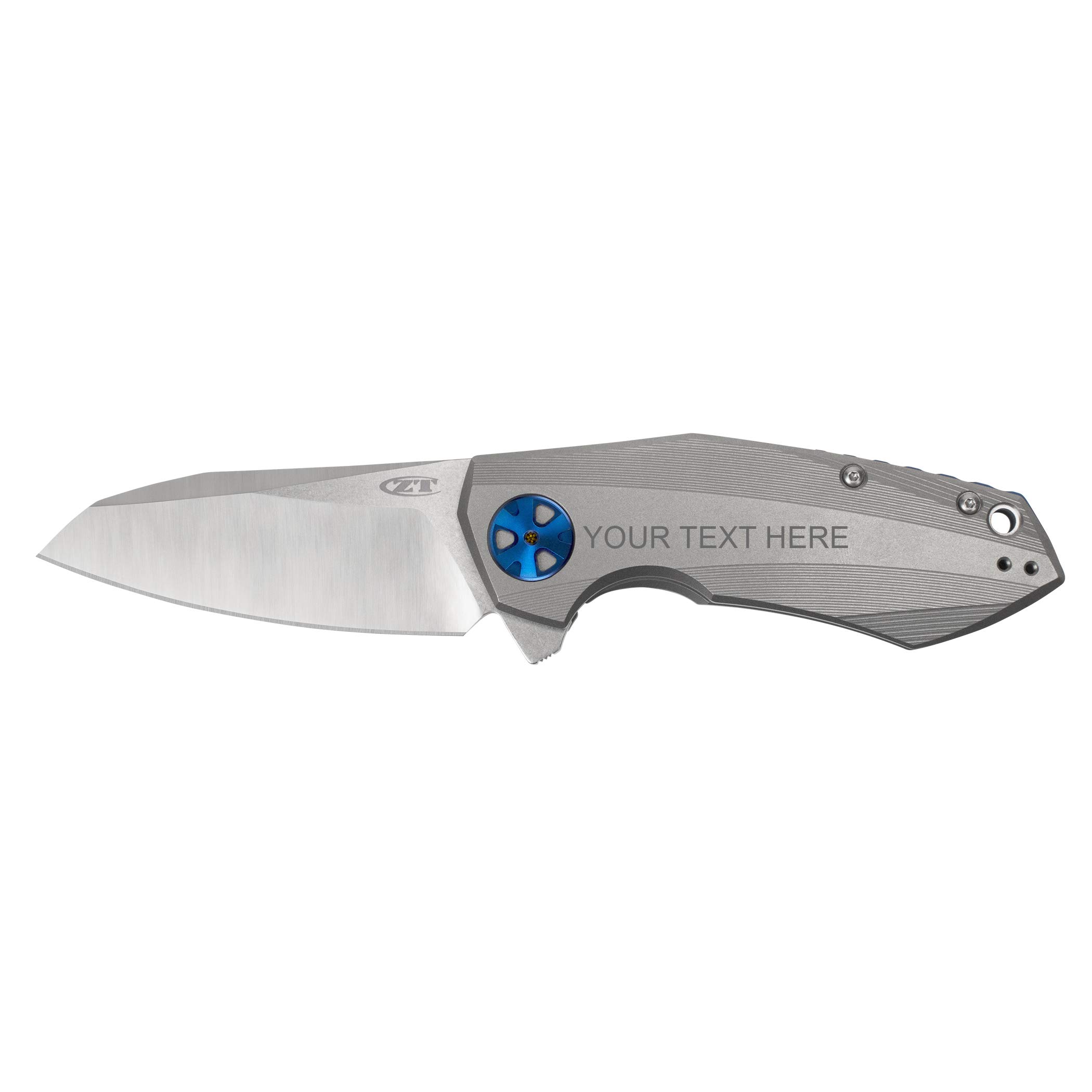 Zero Tolerance ZT-044323-KND 0456 Sinkevich 3.25" TI Knife, Silver - Custom Engraved