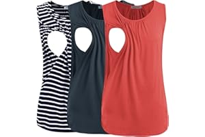 Smallshow Women's Maternity Nursing Tank Tops Sleeveless Breastfeeding Clothes 3-Pack