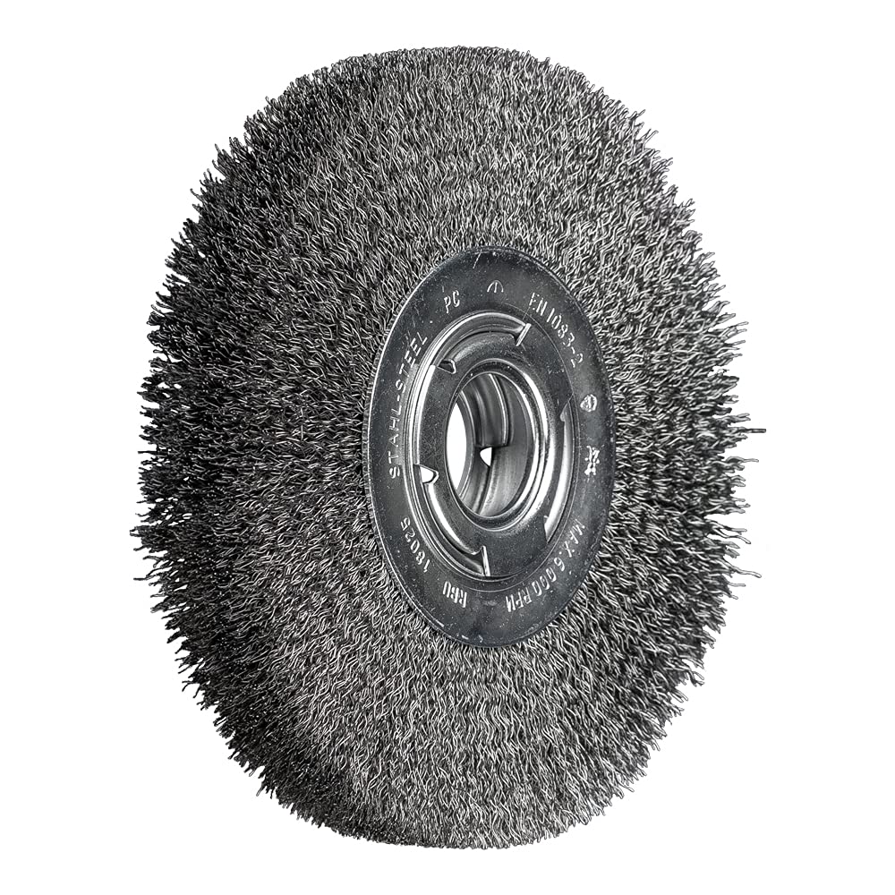 PFERD POS Round Brush Wide Untwisted RBU | Diameter 180 x 25 x Variable Bore Steel Wire Diameter 0.30 | 43701239 - for The Grinding Stand