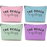4PCS Beach Vacation Essentials Makeup Bag, Cute Cosmetic Bags for Women, Beach Accessories Travel Toiletry Bag Girls Trip Weekend Gifts for Women Besties Mom Summer Vacation Christmas Mothers Day