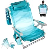 #WEJOY Beach Chairs for Adults,Reclining Adjustable 4 Position for Outdoor | High Back,Lightweight only 6.6 lbs,Easy Carrying,25" Wide Seat,Support 400 lbs,with Padded Backpack &amp; Cup Holder