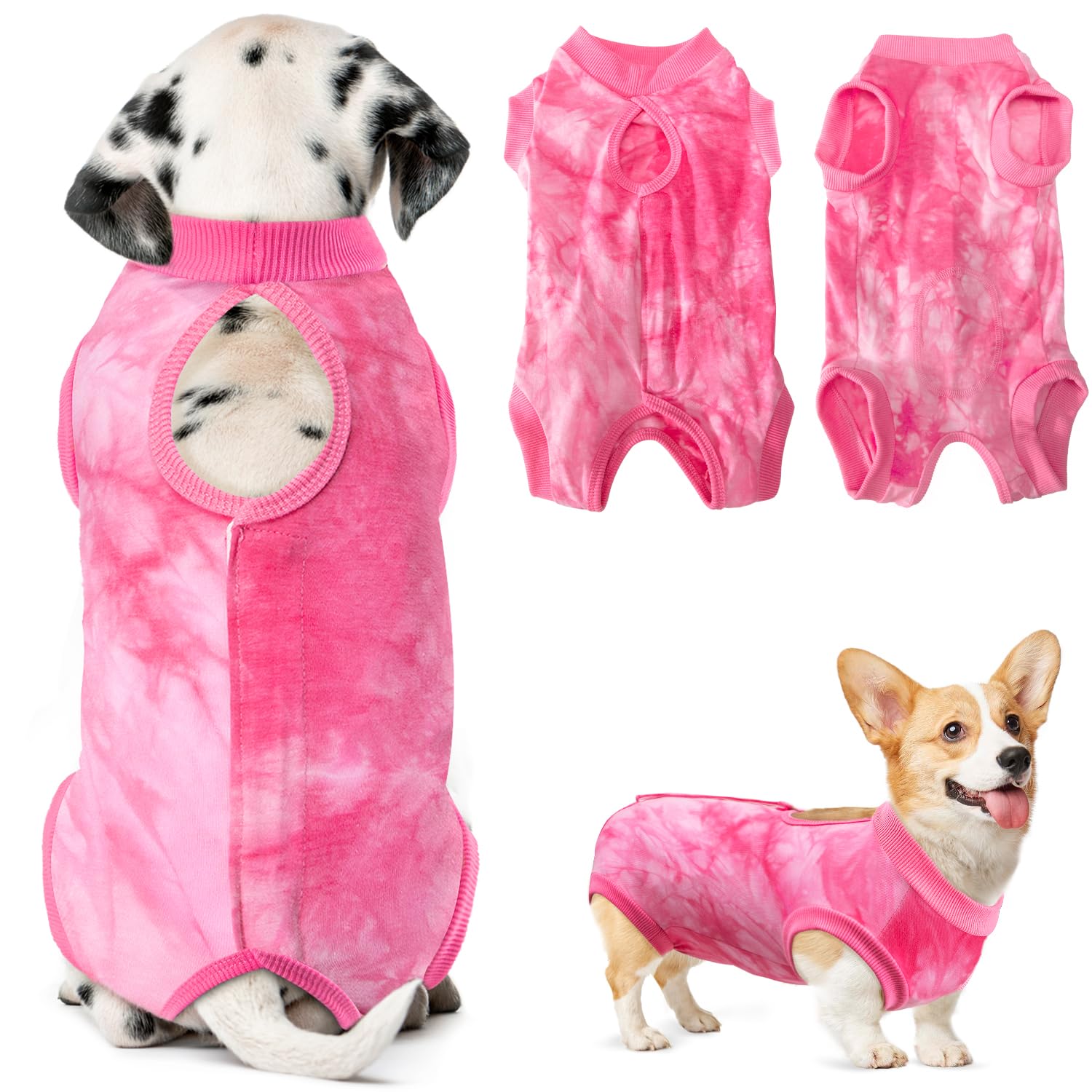 Eyein Dog Surgery Recovery Suit, Adjustable & Comfortable Dog Spay Onesie Recovery Suit, Cone E Collar Alternative for Female Male Dogs, Soft Body Shirt after Surgery for Abdominal Wound(L)