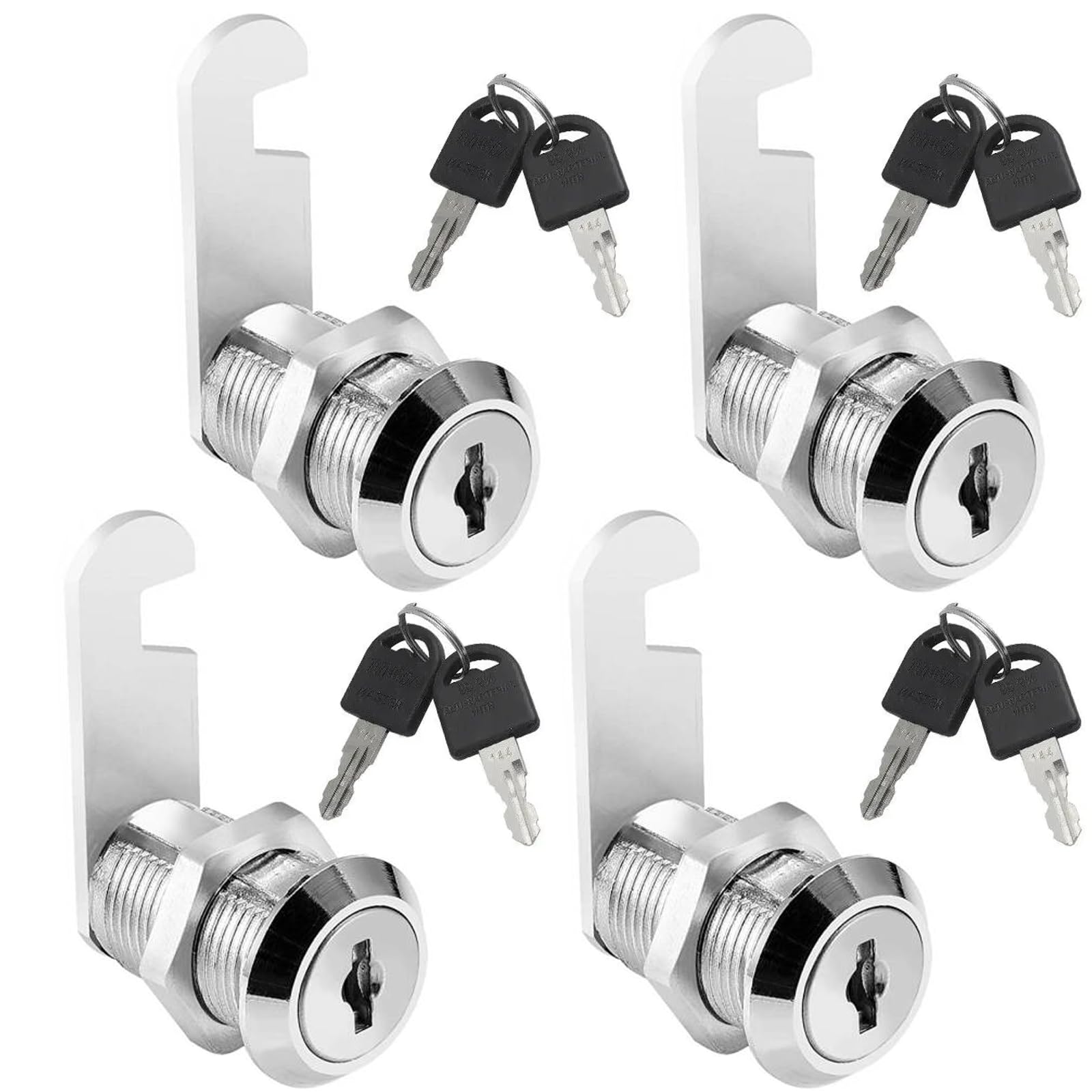 Bohaner 4 x16mm Cabinet Locks Security Mailbox Locks Keyed Cylinder Cam Locks Tool Box File Cabinet Desk Drawer with 8 Alike Keys