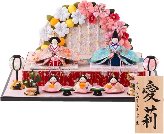 Amazon 赤ちゃんまーけっと 雛人形 コンパクト ちりめん 小さい 舞桜雛 名入れ 平飾り おもちゃ