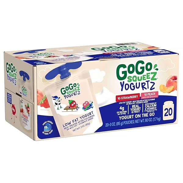 GOGO SQUEEZ YOGURTZ, STRAWBERRY AND PEACH (20 COUNT)