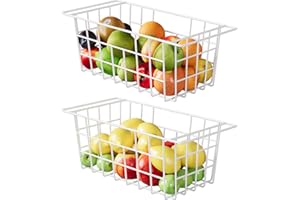 DPZM 16.5'' 2Pcs Fridge Organizers and Storage with Handles for Chest Freezer Sort Frozen Foods,Wire Basket,Storage Basket,On