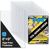 25PCS 6" x 9" Jumbo Card Sleeves, Rigid Print Protectors Clear Hard Plastic Large Card Sleeves for Jumbo Card, Top Loading Rigid Card Sheet Protectors for Postcards, Photos, Trading&amp;Sports Cards